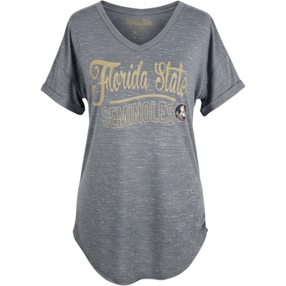 Blue 84 Florida State Seminoles V Neck T Shirt Juniors Medium Gray Gold Logo
